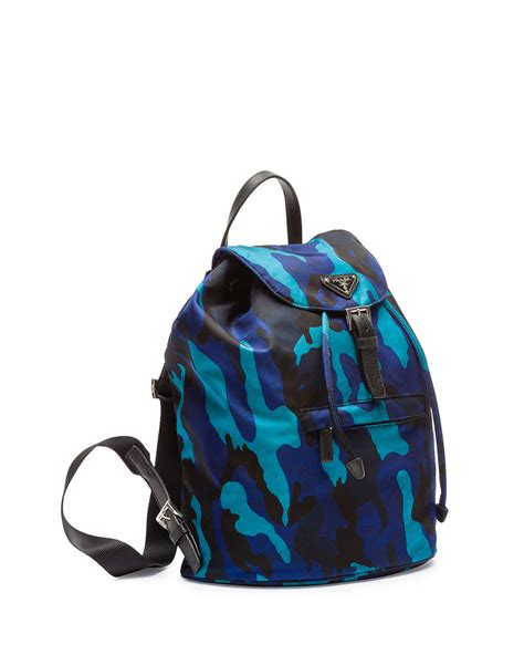 prada blue camo backpack|Prada leather backpack.